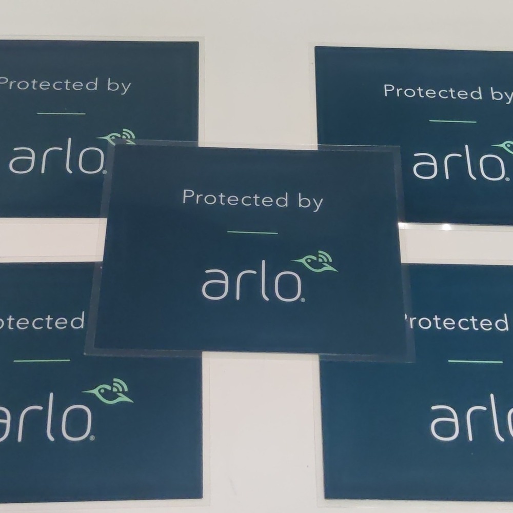 Netgear Arlo Blue Sticker Decal "Protected by Arlo" 3x3.5" (5-pack) New - Picture 2 of 2